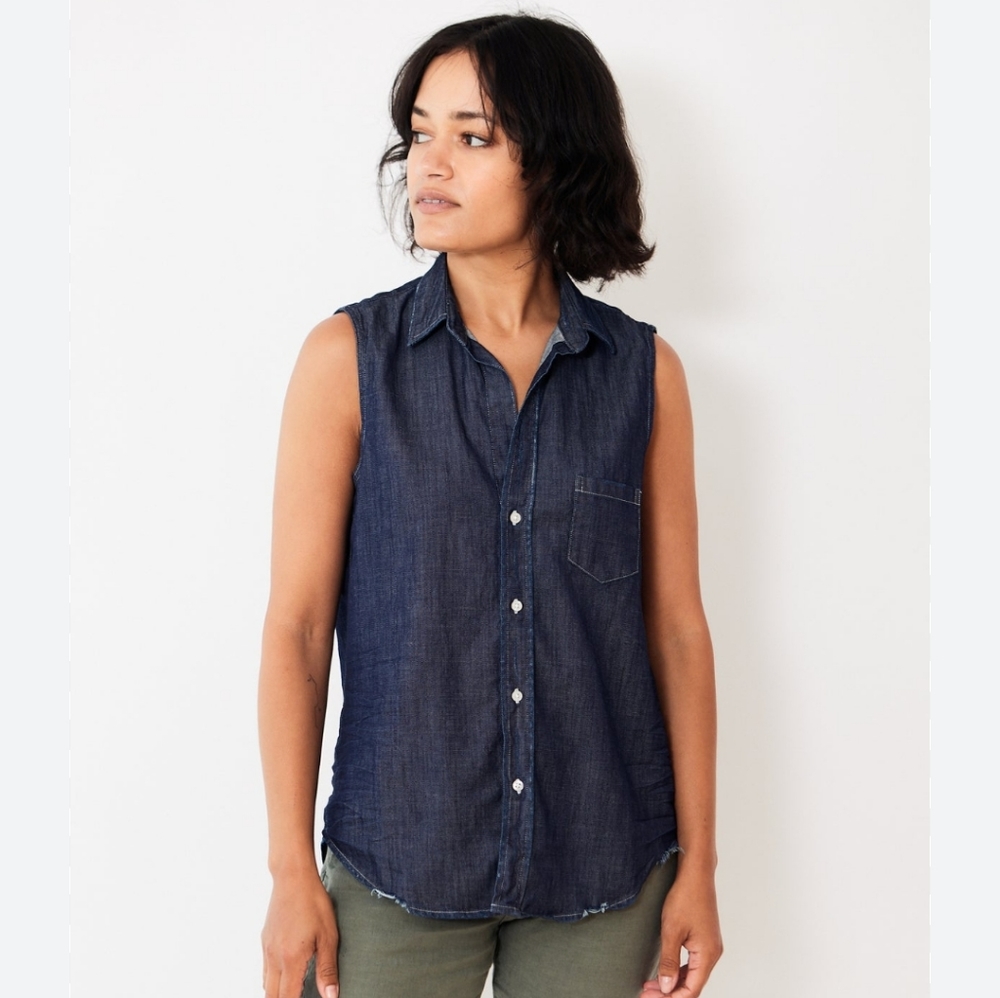 NWOT Frank & Eileen Fiona Top in dark denim. Size XS